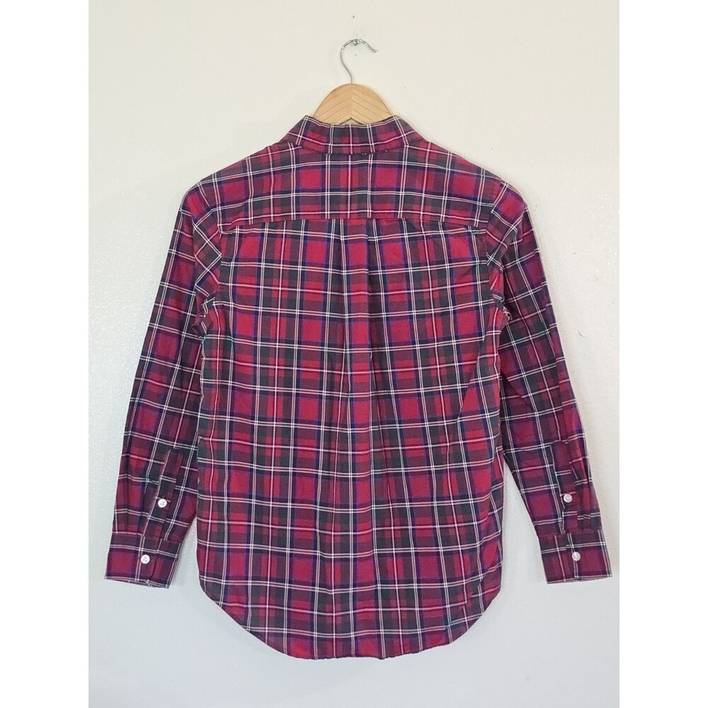 Ralph Lauren Boys Plaid Check Button Down Shirt Red Green Cotton Size M 10-12 - Picture 8 of 11